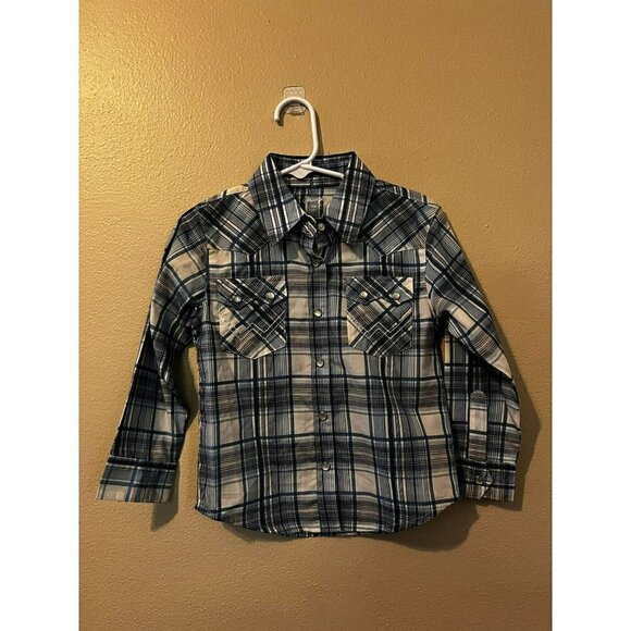 Boys Wrangler Pearl Button Up Long Sleeve Shirt Size 3T [EXCELLENT] - Picture 1 of 4